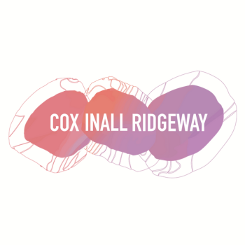 Cox Inall Ridgeway logo with overlapping gradient circles and outlined shapes behind the text.